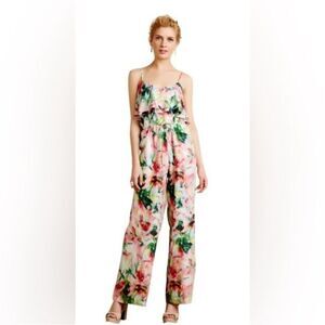 Flour Wood 100% silk Floral Jumpsuit, M